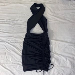 Black Ruched Halter Top Dress 🖤